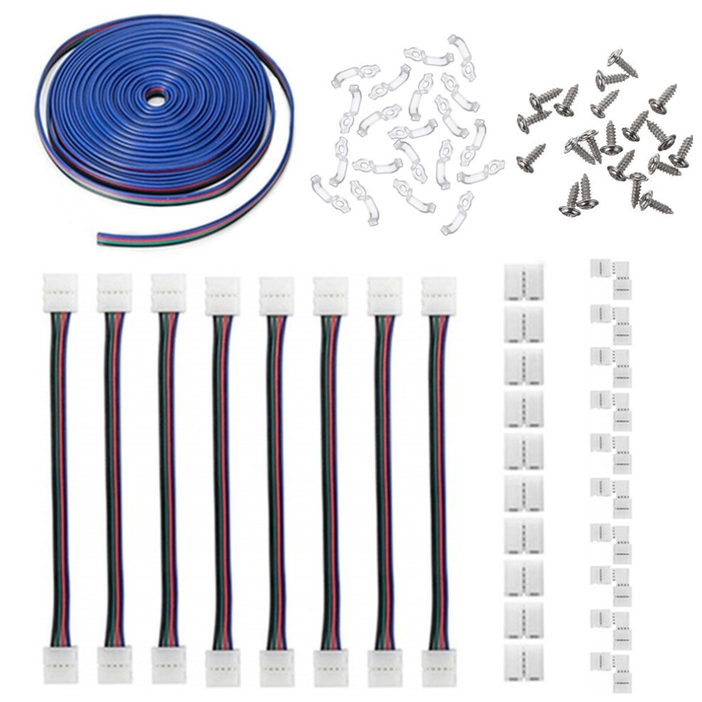 1 Set5050 4Pin 10Mm Rgb Led Strip Connector Includes More Parts Fixed Clips Screws For Diy Light 300023720726