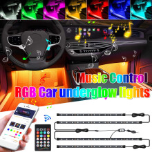 RGB LED Under Car Tube Strip Underglow body Neon Light bluetooth+RF Control