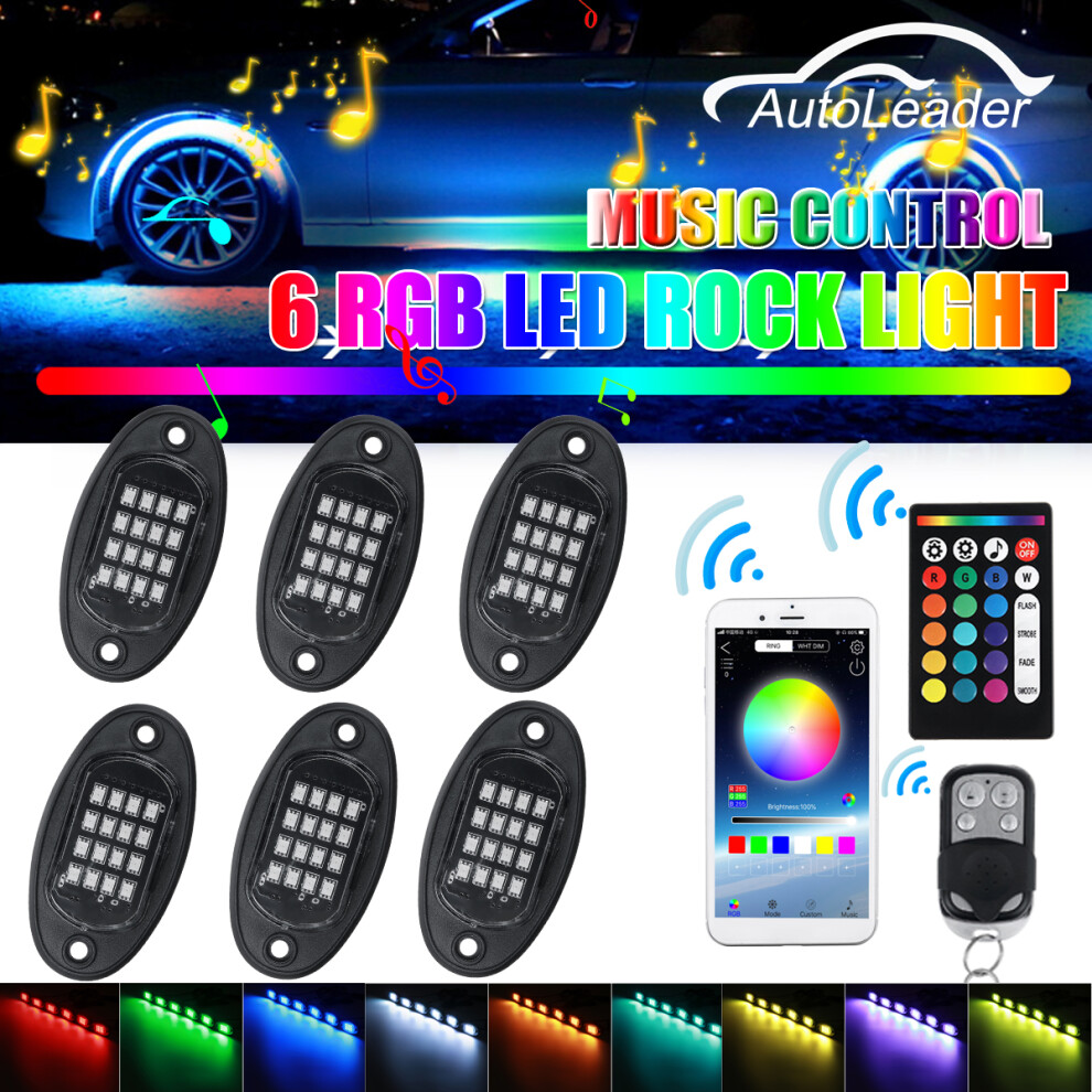 6Pcs Rgb 5050 96 Led Car Rock Underbody Bluetooth App+Remote Control Light 6906142686178