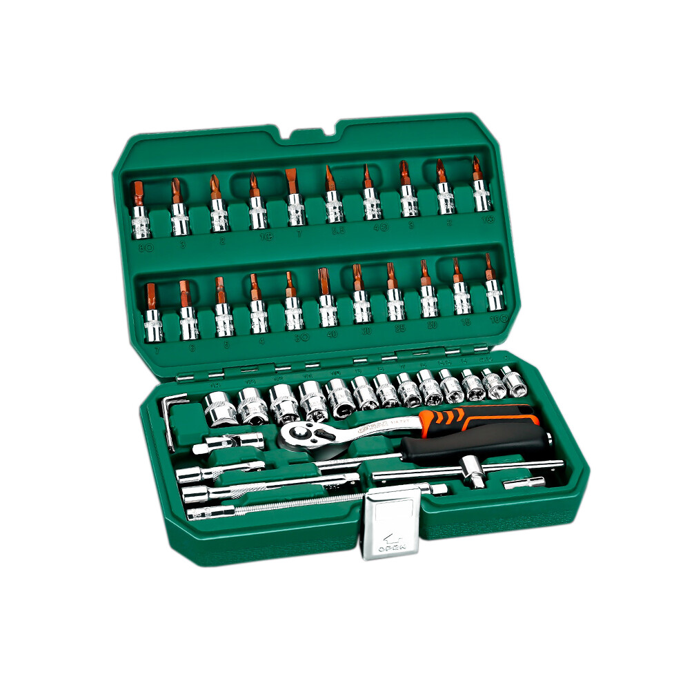 New 46Pcs Professional Spanner Socket Set 1/4Inch Screwdriver Ratchet Wrench Set Kit Car Repair Tools 623414373098