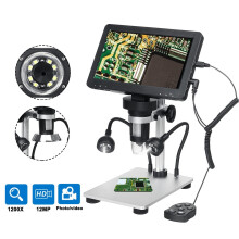 New DM9 7 Inches 1200X Portable Digital Microscope Magnifier Camera 8 LED Lights With Wired Remote Control + External Fill Light