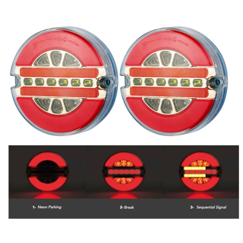 24V Led Rear Neon Tail Hamburger Lights With Sequential Dynamic Indicator For Truck Lorry Tractor 6906143383601