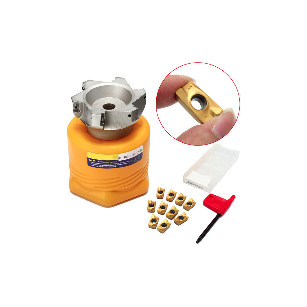 New Bap400r-100-32-6T Lathe Tool Milling Cutter With 10Pcs Apmt1604pder Inserts And T15 Wrench 623414380454