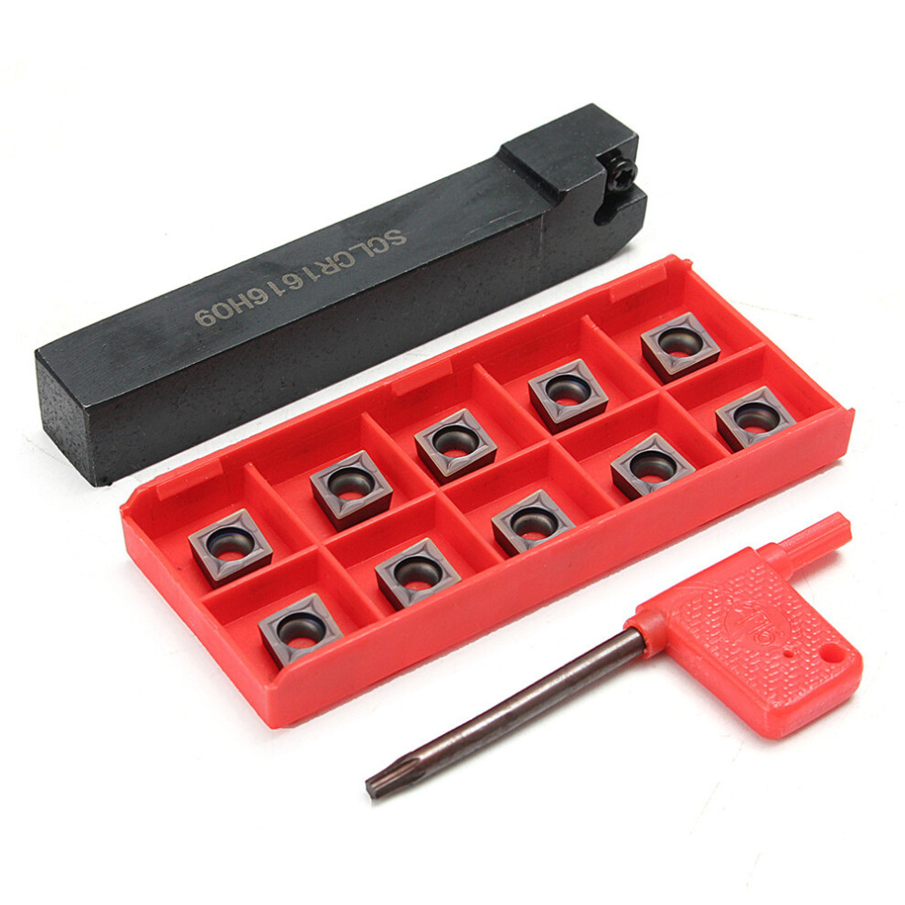 New Sclcr1616h09 Lathe Turning Tool Holder With 10Pcs Ccmt09t304 Vp15tf Ccmt32.51 Carbide Inserts 623414379342