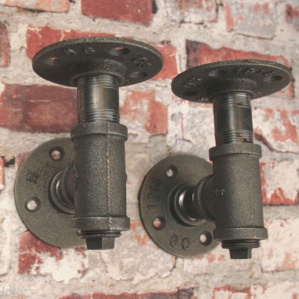 New 2Pcs 3/4 Inch Iron Shelf Support Flange Industrial Pipe Bracket 130X160mm 623414391481