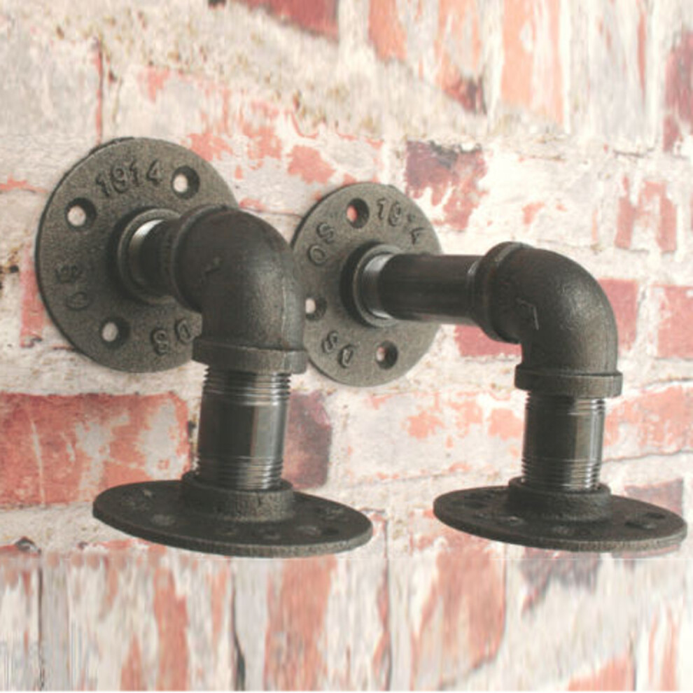 New 2Pcs 3/4 Inch Iron Shelf Support Flange Industrial Pipe Bracket 13X16cm 623414391450
