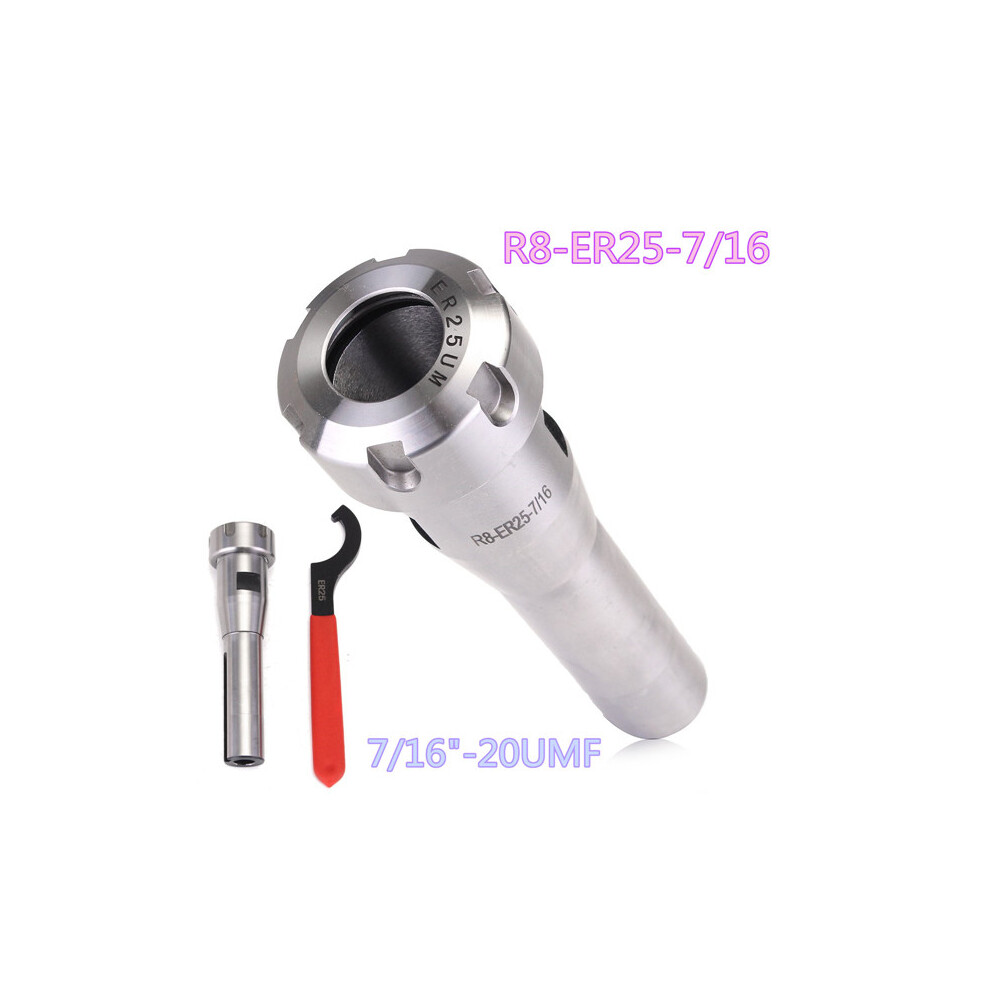 New R8-Er25-7/16 Collet Chuck Holder Straight Shank Extension Er25 Wrench Cnc Arbor 623414382496