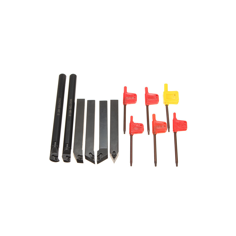 New 6Pcs 12Mm Shank Lathe Indexable Boring Bar Turning Tool Holder Set 623414380348