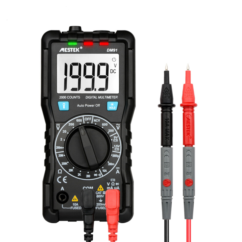New Mestek Dm91 Mini Multimeter Digital 2000 Counts Tester Ncv True Rms Auto Range 623414396660