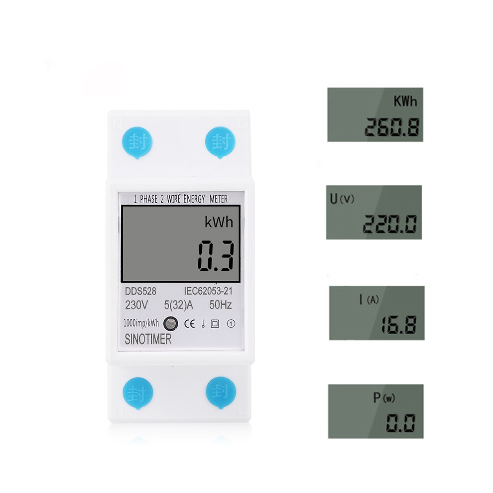 New Dds528 Lcd Digital Display Energy Meter 230V Ac 50Hz Power Consumption Kwh Meter Single Phase Energy 729601510090