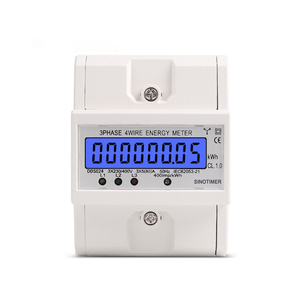 New Dds024 3 Phase 4 Wire Energy Meter 380V Ac 50Hz Lcd Backlight Display Electronic Watt Power Consumpt 729601510335