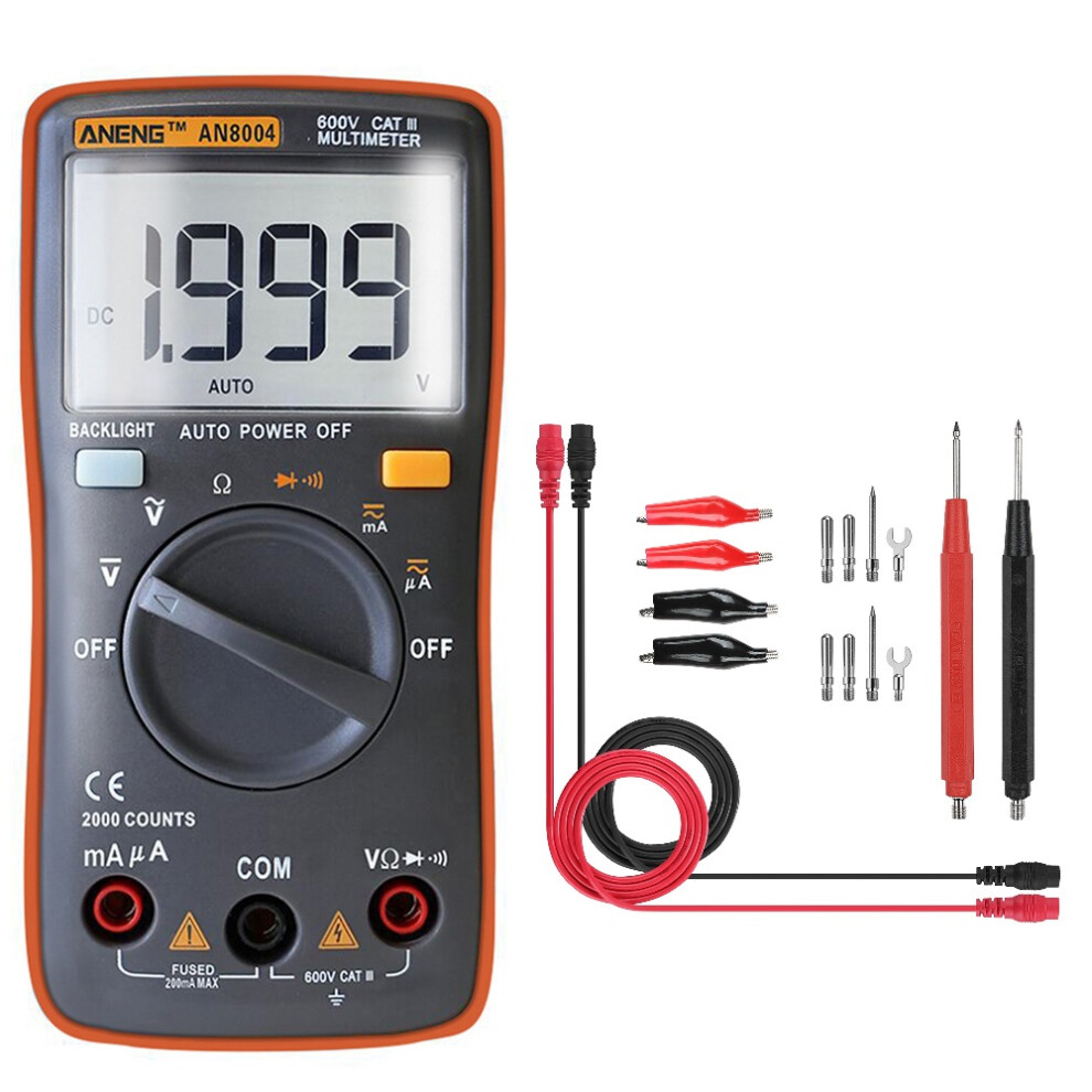 New Aneng An8004 Orange Digital 2000 Counts Auto Range Multimeter Backlight Ac/Dc Ammeter Voltmeter Resistance Frequency Capacitance Meter 623414396981
