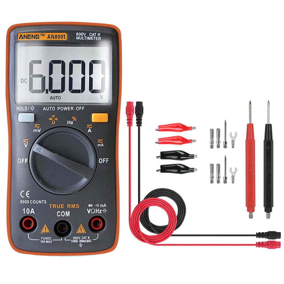 New Aneng An8001 Orange Professional True Rms Digital Multimeter 6000 Counts Backlight Ac/Dc Ammeter Voltmeter Resistance Capacitance Frequ 623414397261