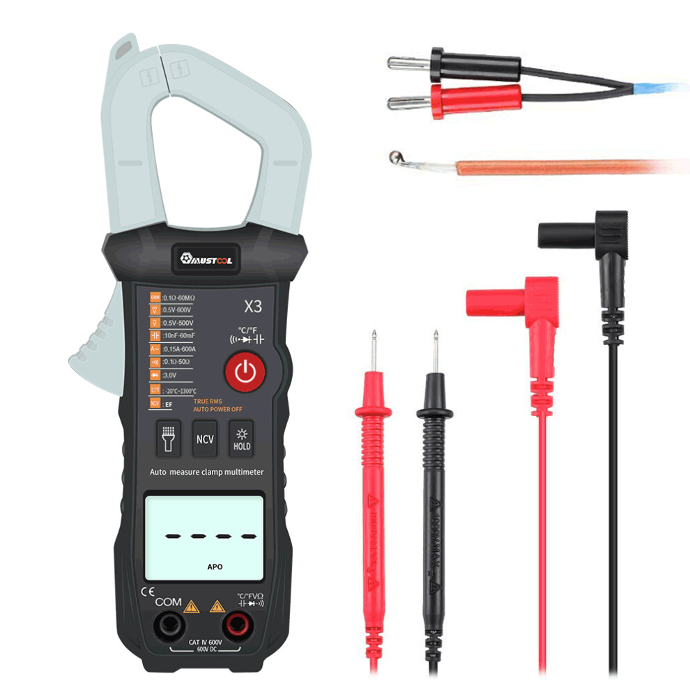 New Mustool X3 Fully Intelligent True Rms Clamp Meter 6000 Counts Automatic Identification Digital Multimeter With Ncv / Resistor / Diode / 623414398077