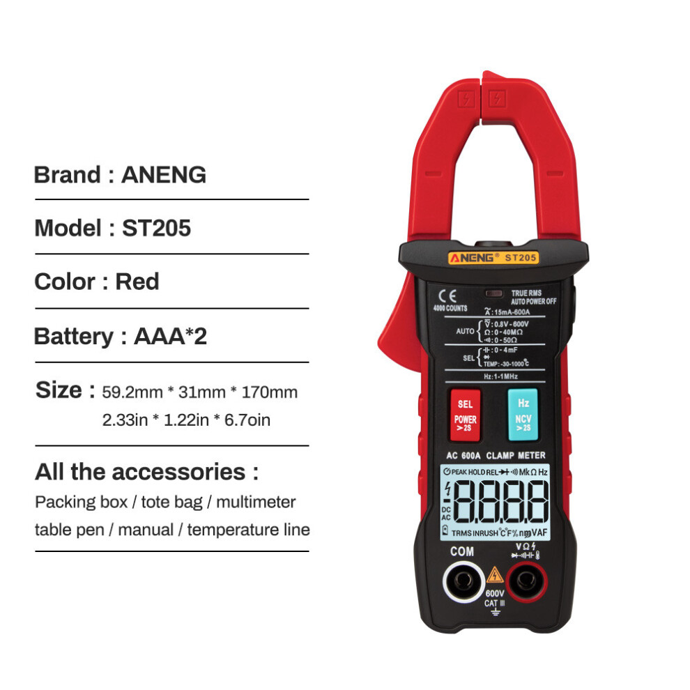 New Aneng St205 Automatic Range Clamp Current Multimeter 623414397728