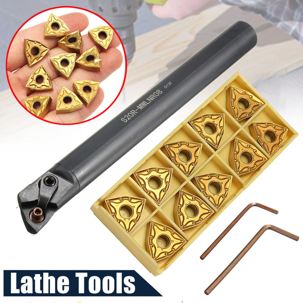New S20r-Mwlnr08 (20X200mm) Lathe Turning Tool Boring Bar Holder With Wnmg080404 Carbide Insert 623414379663