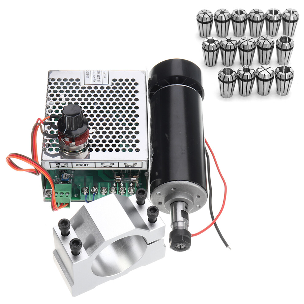 New Machifit Er11 500W Spindle Motor With 52Mm Clamp And Speed Governor + 15Pcs Er11 1-7Mm Spring Collet Set 623414384902