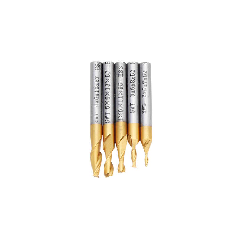 New Drillpro 10Pcs 2 Flute 2Mm To 6Mm Milling Cutter Hss Titanium Coated 6Mm Shank End Mill Cnc Tool 623414389488