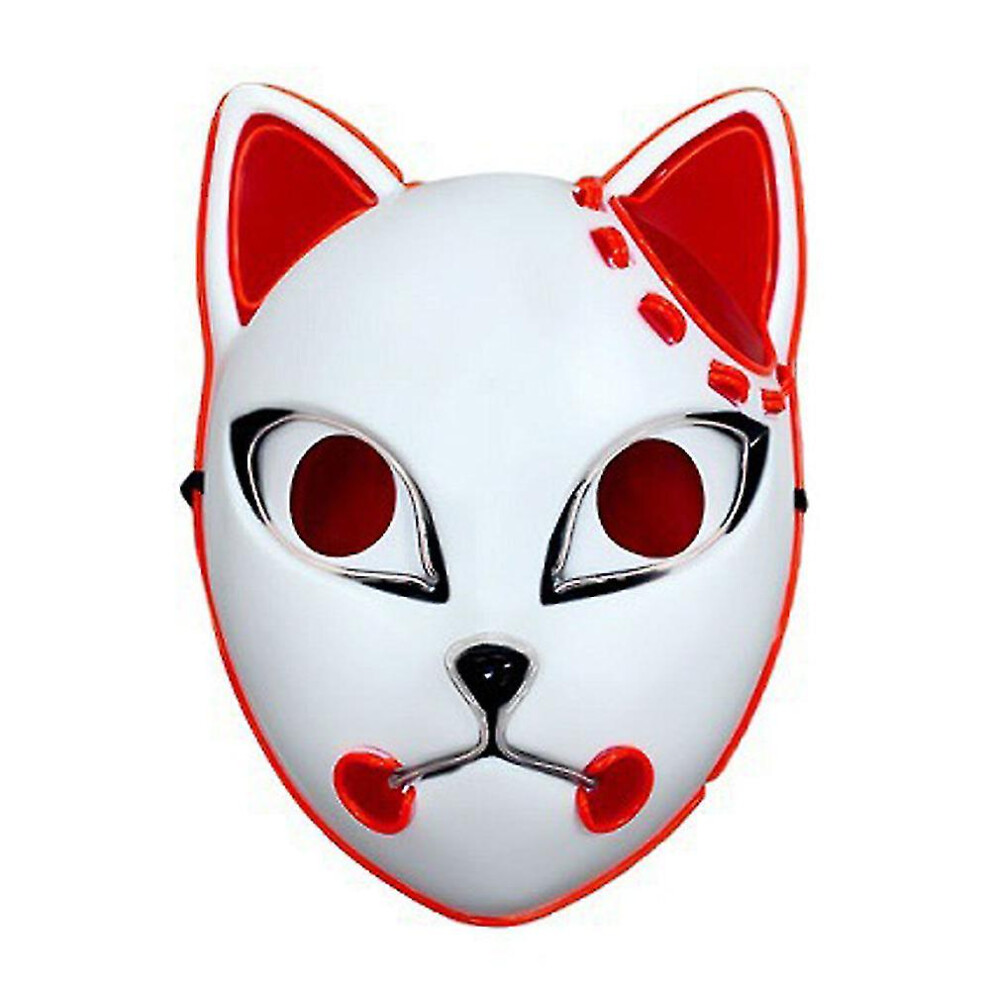 (Red) Demon Slayer Sabito Mask Halloween Costume Props Fox Mask For Party Carnival Red