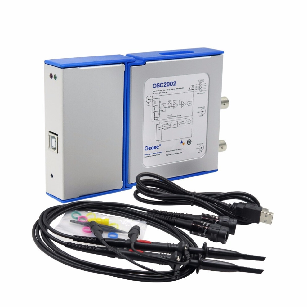 New Osc2002 Pc Virtual Digital Handheld Oscilloscope 2 Channel Bandwidth 50Mhz Sampling Data 1G With Probe Usb Cable 623414399876