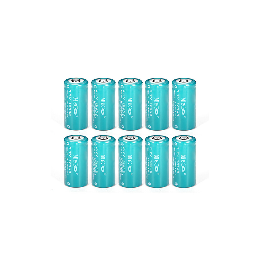10Pcs Meco 3.7V 1200Mah Reachargeable Cr123a/16340 Li-Ion Battery 6901250449998