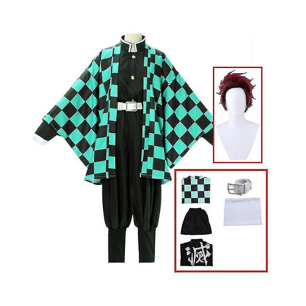 (Costume wig, L) Demon Slayer Tanjirou Kamado Cosplay Costume Anime Kimetsu No Yaiba Kamado Tanjirou Cosplay Wig Kimo