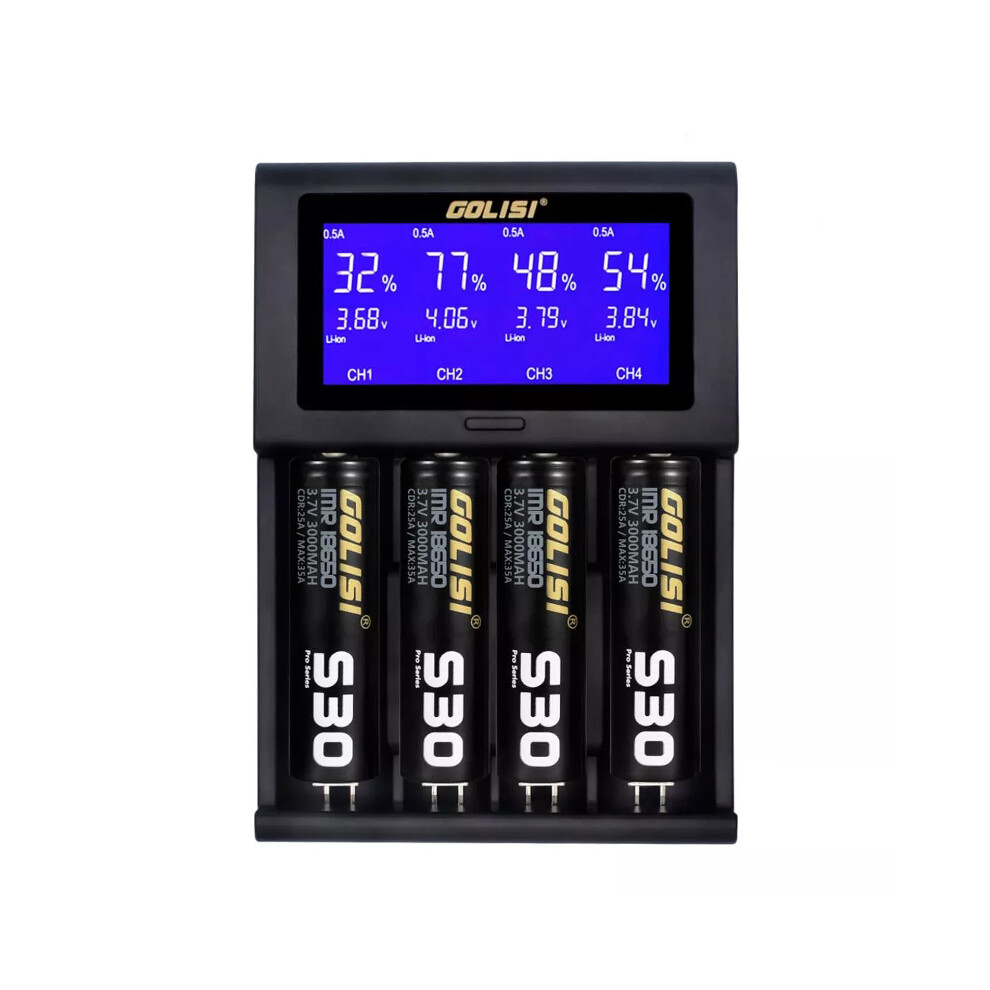 GOLISI i4 LCD Screen Display USB Charging Intelligent 2A Fast Battery Charger Li-ion NIMH Batteries