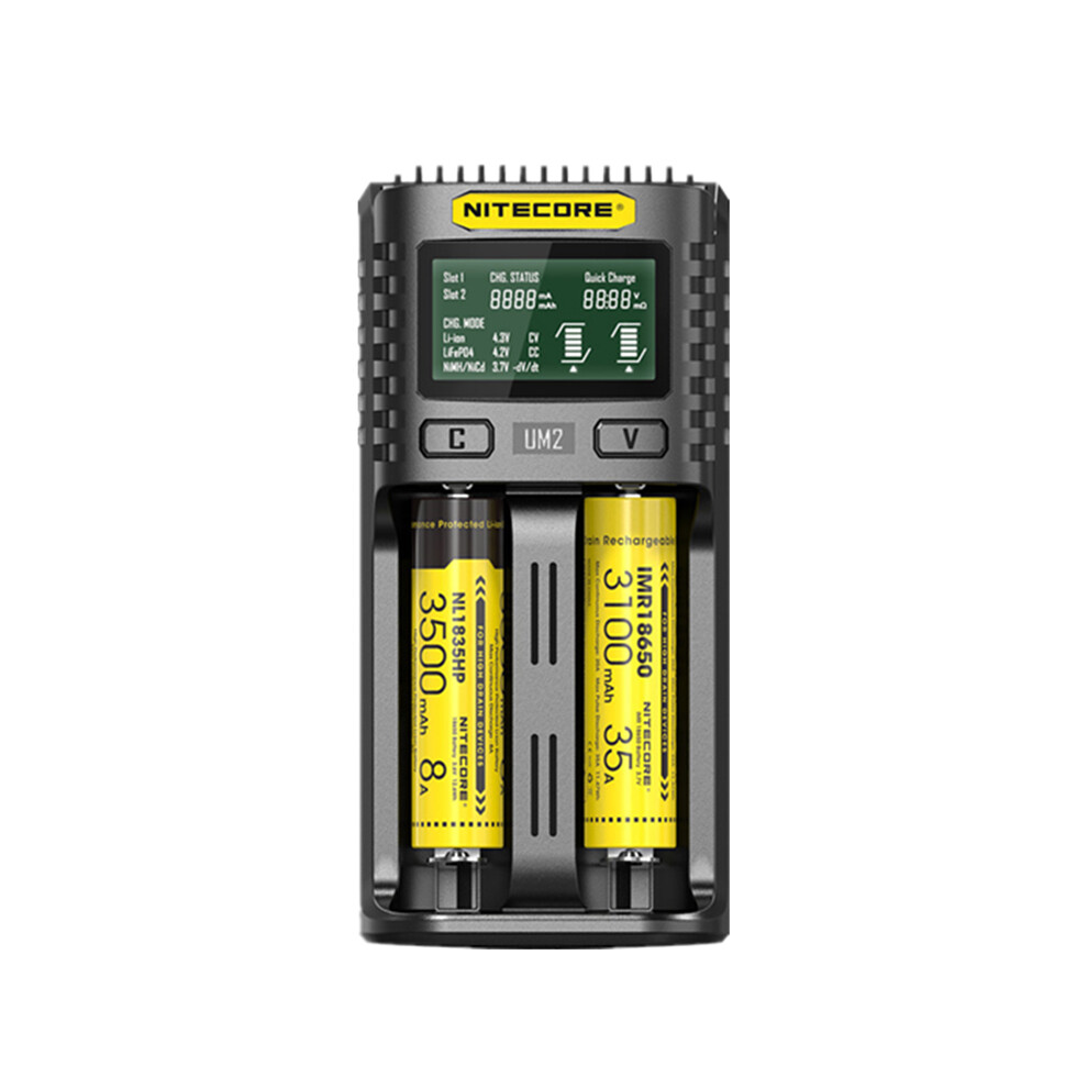 Nitecore Um2/Um4 Lcd Display 5V/2A Lithium Battery Charger Usb Qc Smart Rapid Charger For Aa Aaa 18650 21700 26650 6900918884942