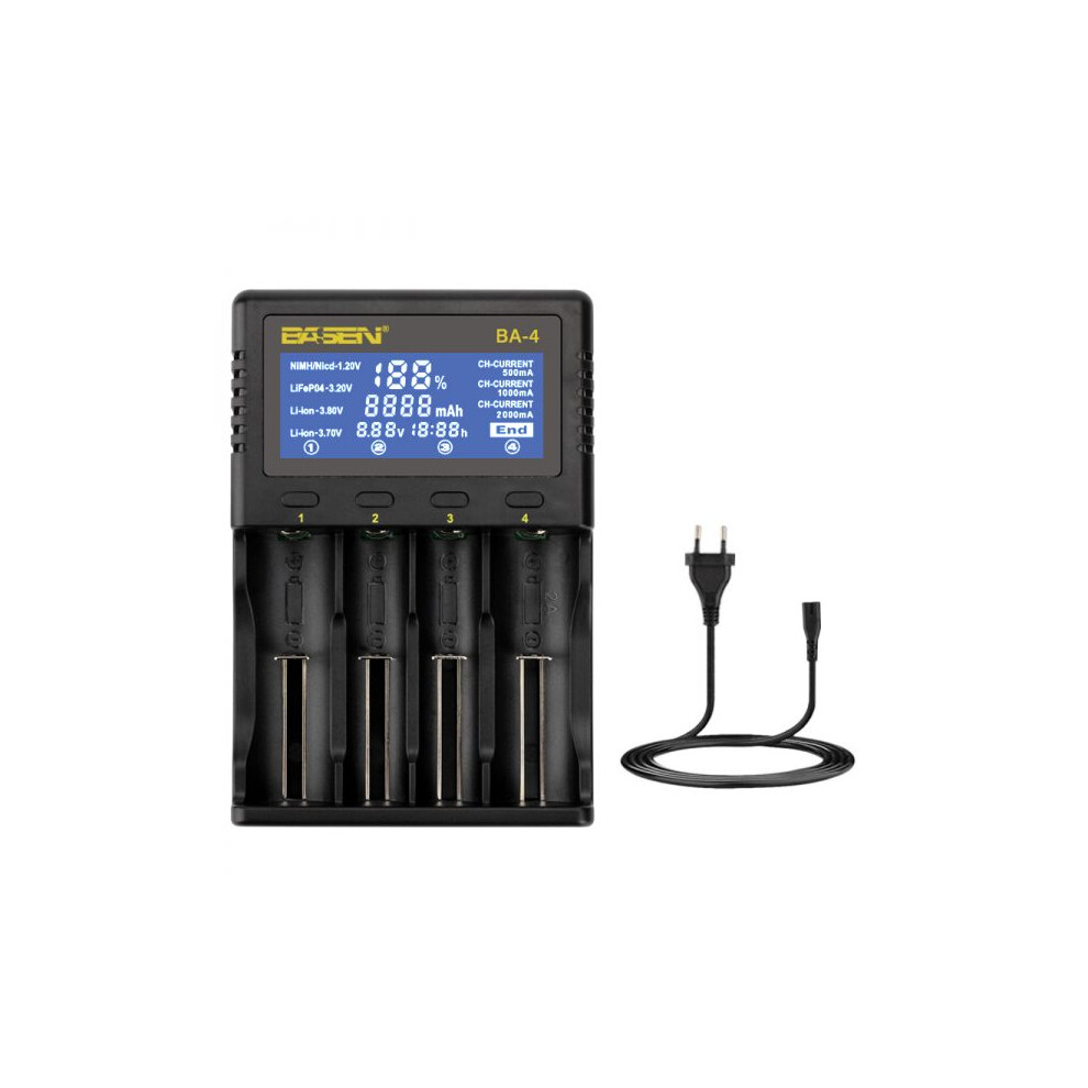 Basen Ba-4 Battery Charger Lcd Screen Us Plug Lcd Display Charger For 26650 21700 20700 18650 18490 18350 17670 17500 16340(Rcr123) 145 300023713247