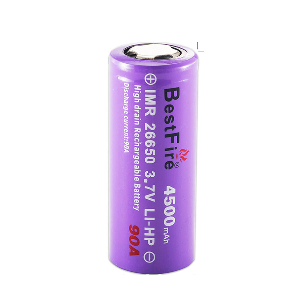 BestFire 1pc 26650 Battery 4500mAh 90A 3.7V Rechargeable Li-ion Battery