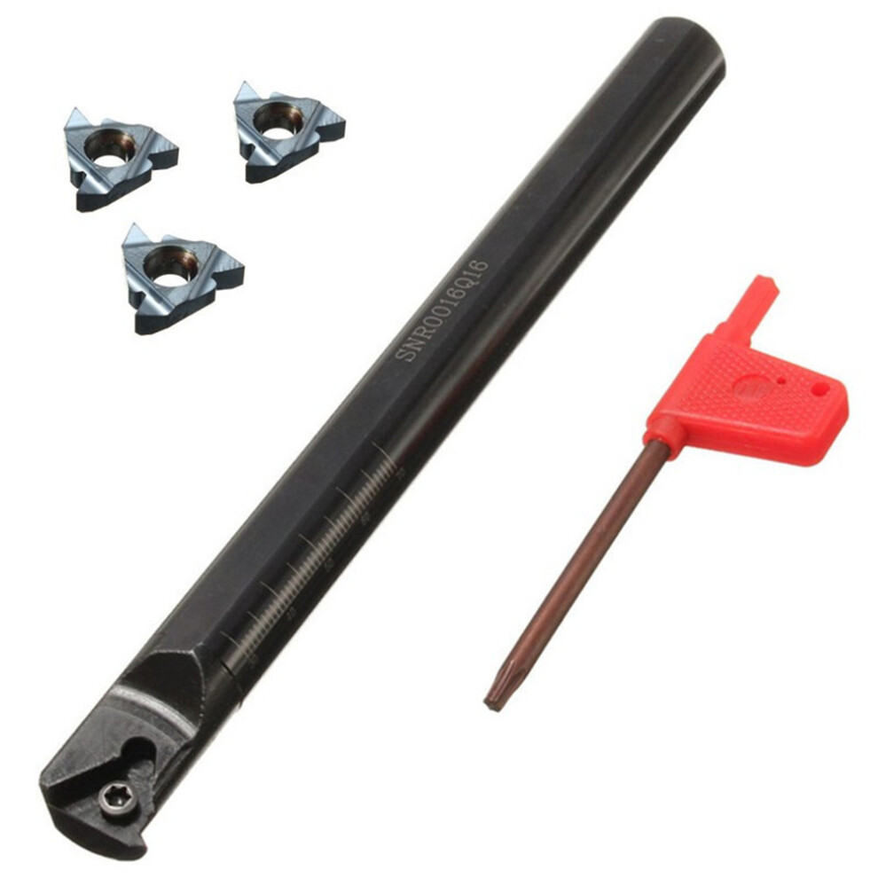 New Snr0016q16 16X180mm Threading Turning Tool Holder With 3Pcs 16Ir Ag60 Carbide Insert 623414378475