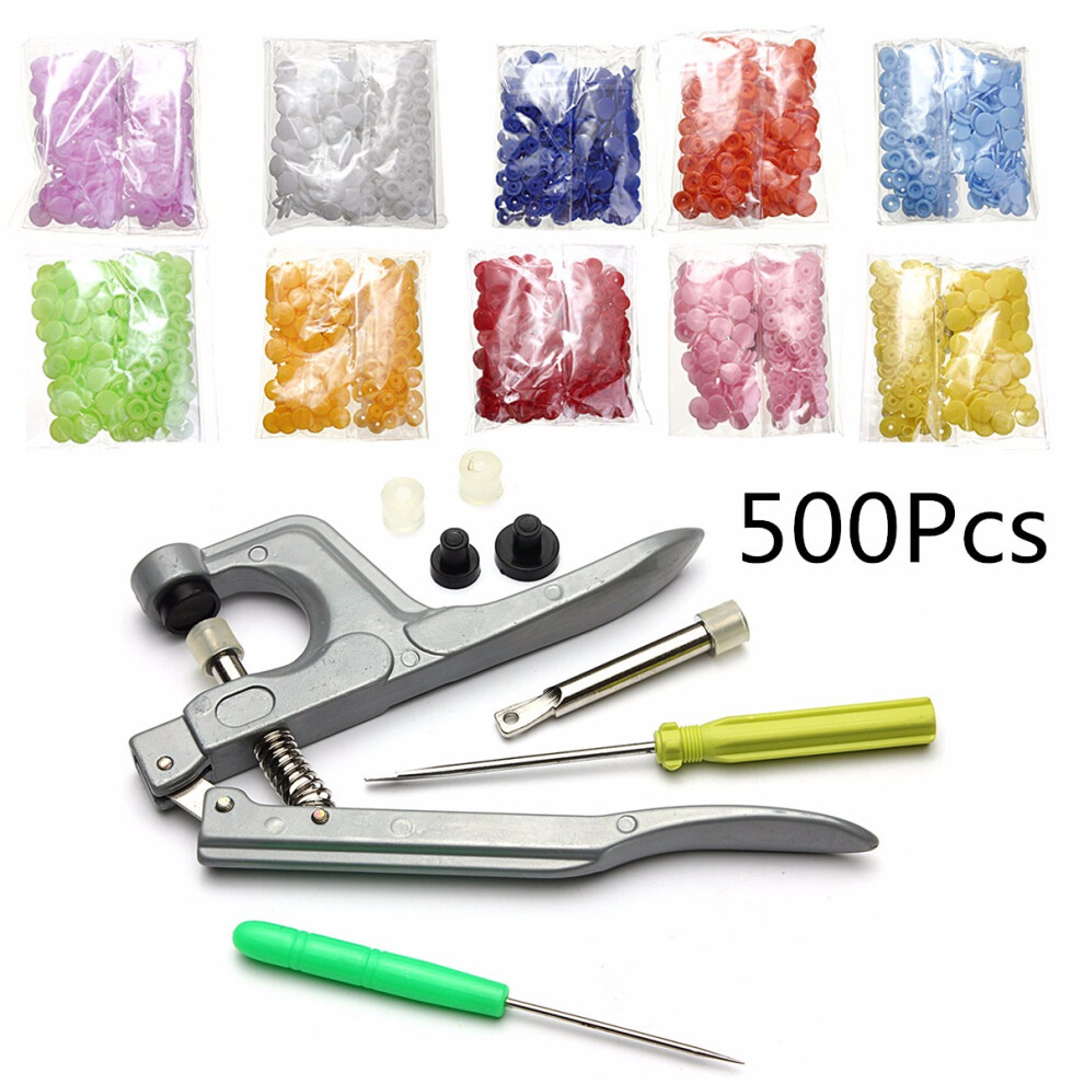 New 500 Sets Snap Press Plier Plastic Resin Stud Button Fastener Setter Tool Kit 623414374484