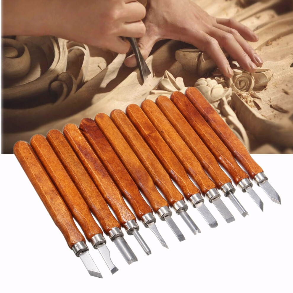 New 12Pcs Wood Carving Wood Working Hand Chisel Set Professional Lathe Gouges Tool