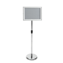 New Adjustable A4 Metal Display Pedestal Sign Floor Holder Stand Poster Silver HQ