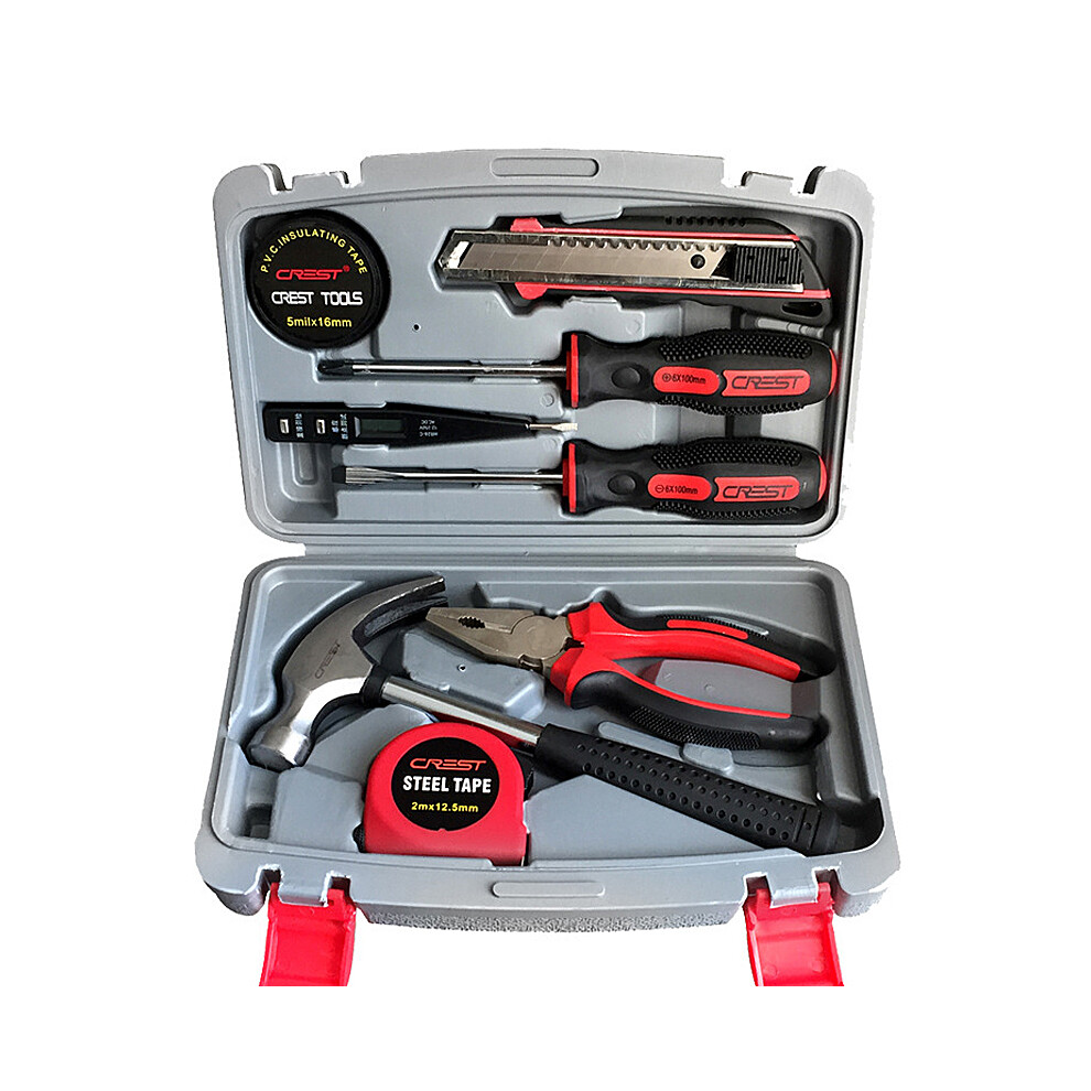 New 8Pcs Home Repair Tool Set General Household Hand Tool Kit With Plastic Tool Box 623414374873