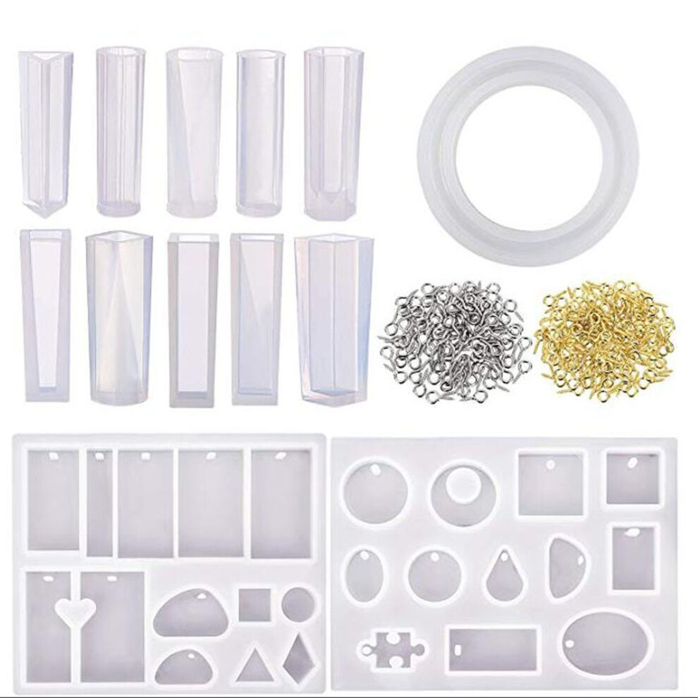 New 213pcs Resin Casting Mold Kit Silicone For Necklace DIY Jewelry Pendant Craft Making Gadget