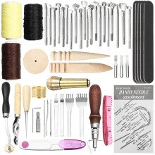 New 49Pcs Leather Craft Punch Carving Tool Stitching Carving Working Sewing Saddle DIY Kits