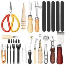 New 20Pcs Leather Carving Craft Punch Tool Stitching Carving Working Sewing Saddle DIY Kits