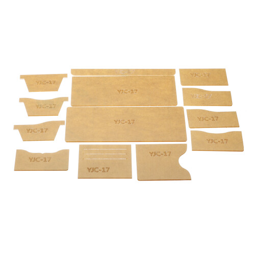 New 13Pcs Clear Acrylic Wallet Pattern Stencil Template Set Leather Craft DIY Kits 2