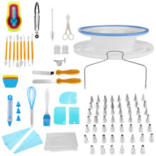 New 118 PCS Cake Decorating Tools Set DIY Cake Piping Tips Turntable Rotating Cake Stand Pastry Nozzle Baking Tools