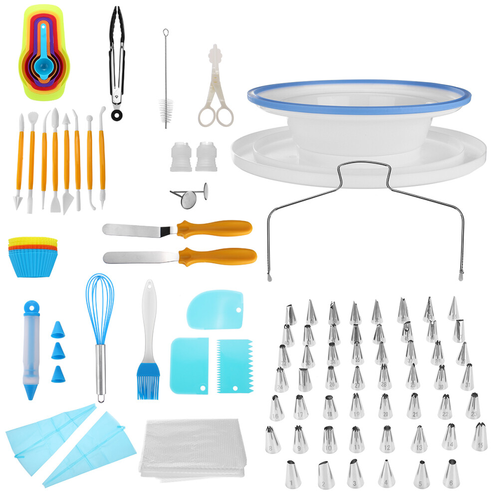 New 118 PCS Cake Decorating Tools Set DIY Cake Piping Tips Turntable Rotating Cake Stand Pastry Nozzle Baking Tools