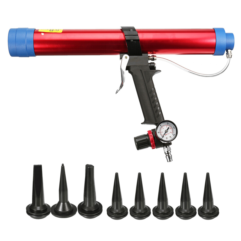 New Pneumatic Glass Glue Caulk G-Un Air Caulking Cartridge 600Ml Applicator 8 Nozzles 623414367912