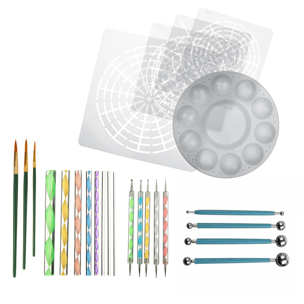 New 25Pcs Mandala Dotting Tools Rock Painting Kit Dot Art Rock Pen Paint Stencil 623414373678