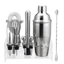 New Stainless Steel Cocktail Shaker Set 11 Piece Kit Set For Pub Bar Home Party Tool
