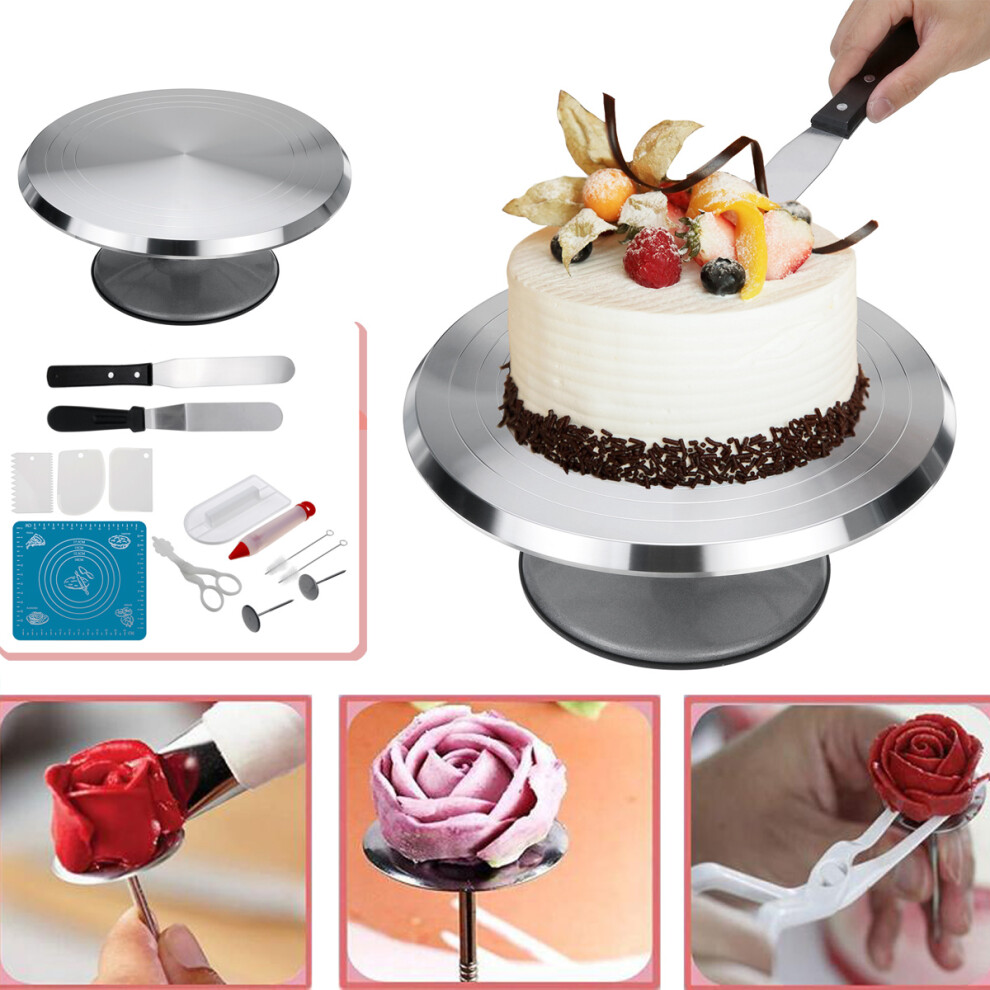 New Cake Turntable Aluminum Cake Revolving Stand Holder Cake Baking Decor Tools Set