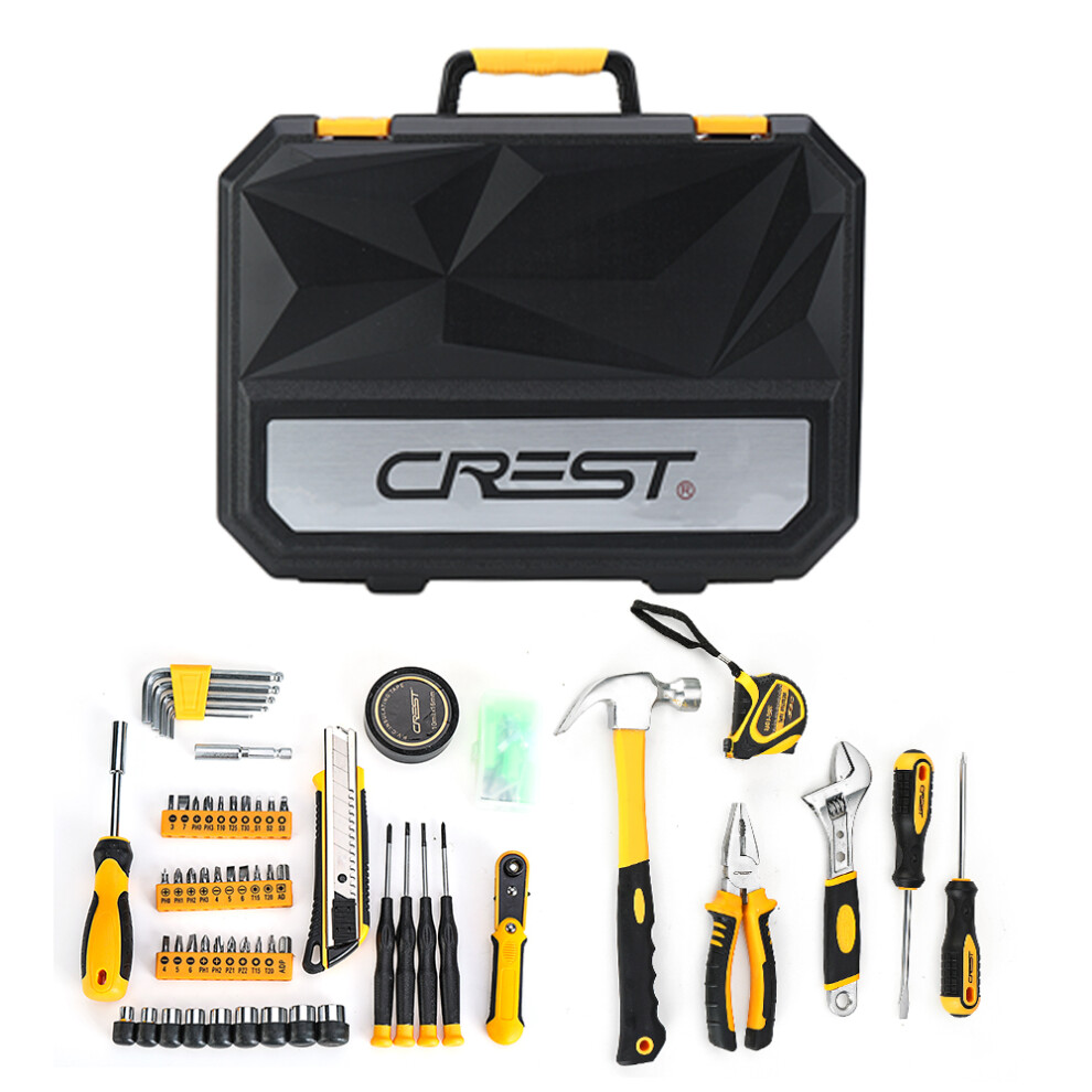 New Crest 105100 Household Comprehensive Service Tool Set With Plastic Toolbox 623414375368