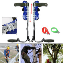New 2 Gears Adjustable Stainless Steel Tree Climbing Spike Set Lanyard Rope Pedal Tool