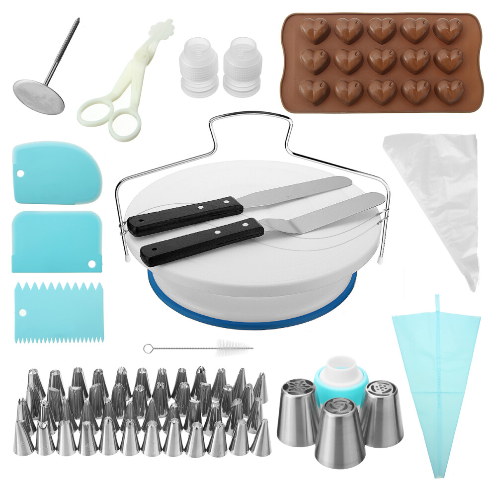 New 117Pcs Cake Decorating Tool Kit Baking Fondant Supplies Turntable Bag Tip Spatula