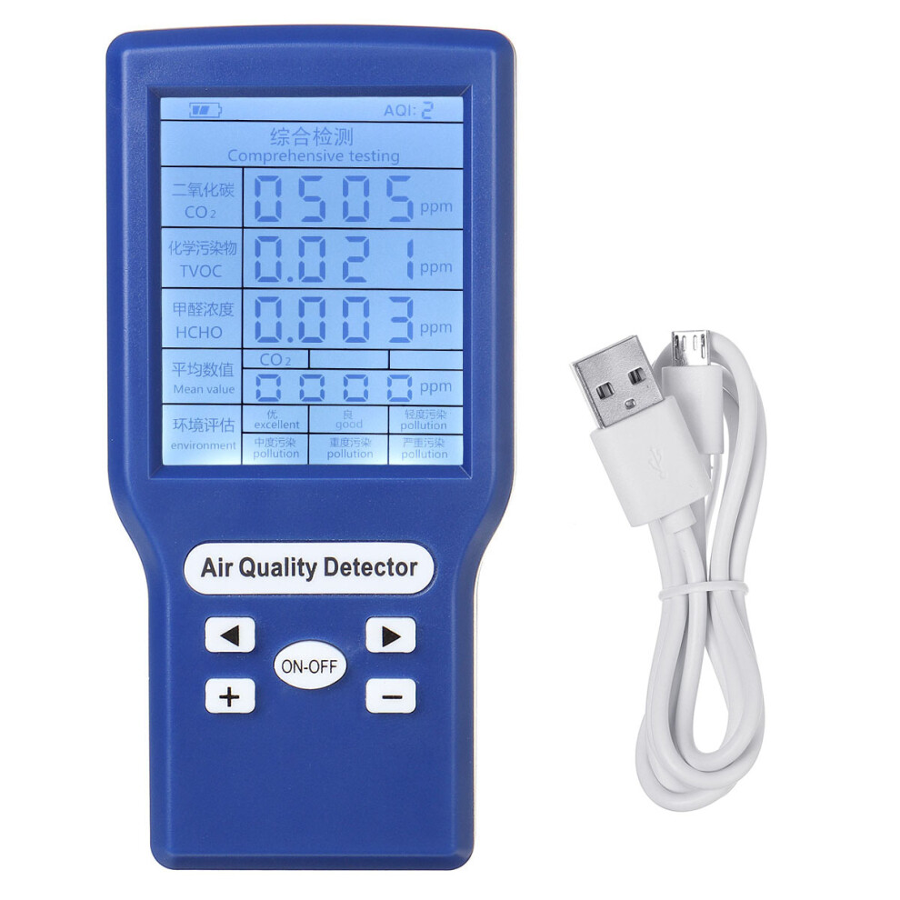 New Portable Home Office Car Air Quality Tester Hcho Co2 Tvoc Tester Digital Detector Humidity Tester Formaldehyde Detector 729601511486