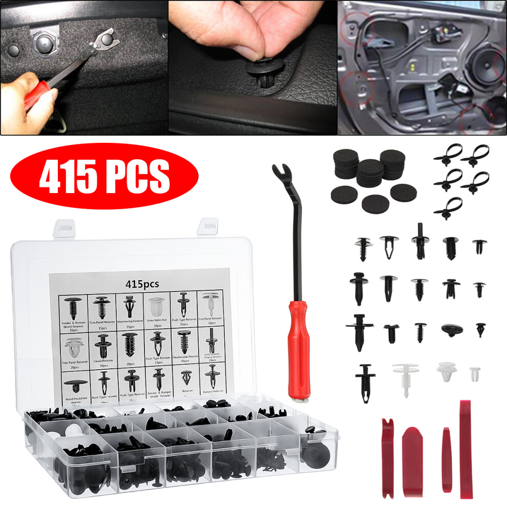 New 415Pcs Car Rivet Retainer Fastener For Ford Car Bumper Nylon Clip Plastic 623414370592